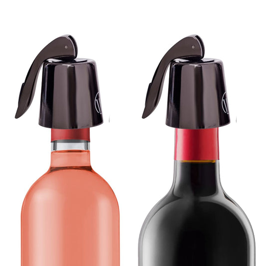 2-PACK Wine Bottle Stopper, Plug with Silicone, Wine Saver, Keeps Wine Fresh, Best Wine Gift For Wine Lovers (Black) - Open The Wine