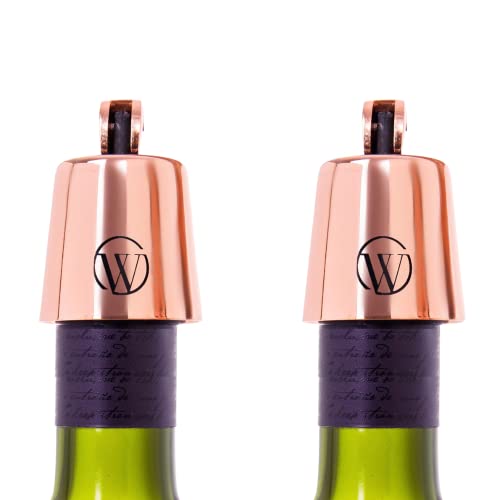 2-PACK Wine Bottle Stopper, Plug with Silicone, Wine Saver, Keeps Wine Fresh, Best Wine Gift For Wine Lovers (Rose Gold) - Open The Wine