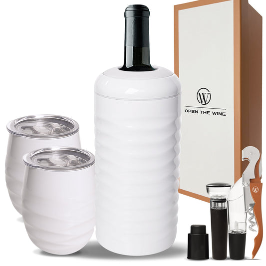 Open The Wine Complete Package Stylish Wine Chiller Bundle Box - All In One Wine Kit - Ideal Gift For Wine lovers - Orange - Open The Wine